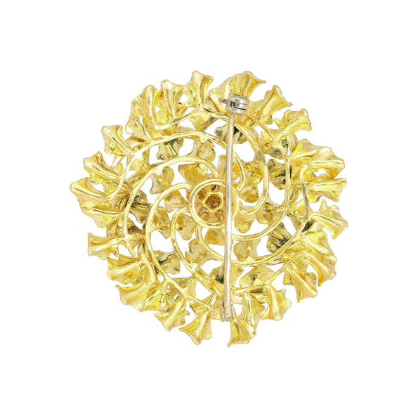 22k & 18K Yellow Gold Floral Motif Diamond Pin/brooch and Pendant