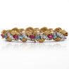 25 Carat Aquamarine, Tourmaline, & Diamond 18K Gold Platinum Retro Bracelet