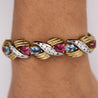 25 Carat Aquamarine, Tourmaline, & Diamond 18K Gold Platinum Retro Bracelet