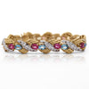 25 Carat Aquamarine, Tourmaline, & Diamond 18K Gold Platinum Retro Bracelet