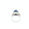 25 Carat GRS Certified No Heat Cabochon Cut Blue Star Sapphire Ring With Trapezoid Cut Diamonds