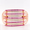 25ct Pink Sapphire & Diamond 18K Rose Gold Multi-Row Bangle