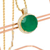 28.56 Carat Oval Cut Emerald & Diamond Halo 18K Gold Pendant Necklace