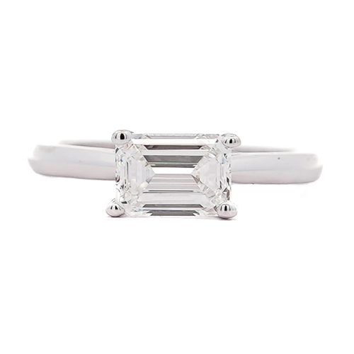 VS1 Emerald Cut Lab Grown Diamond in 14K White Gold East West Ring
