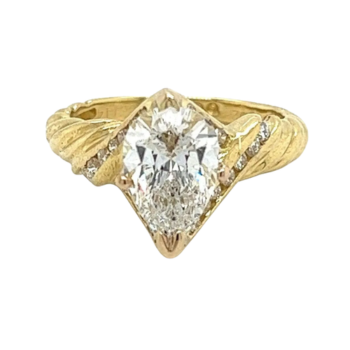 2.06 Carat Pear Cut Lab Grown Diamond in 18K Gold Twisted Crossover Ring