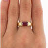 2.09 Carat Vivid Red Pigeon's Blood Burma Ruby Emerald Cut East-West Ring