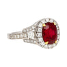 2.20 carat Vivid Red Oval Cut Ruby & Diamond Retro Regal Style Vintage Ring