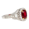 2.20 carat Vivid Red Oval Cut Ruby & Diamond Retro Regal Style Vintage Ring