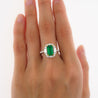 2.22 Carat Emerald Cut Natural 10MM Emerald & Baguette Diamond Ring