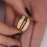 2.28 Carat Square Ruby & Diamond Channel Set 18K Gold Multi-Row Ring