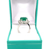 2.37 Carat Oval Cut Emerald in Retro Curved White Gold 4-Prong Ring