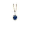 2.41 Carat Sapphire Diamond Halo 14K Gold Pendant Necklace