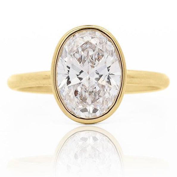2.48 Carat Lab-Grown Diamond Bezel-Set 14K Yellow Gold Solitaire Engagement Ring
