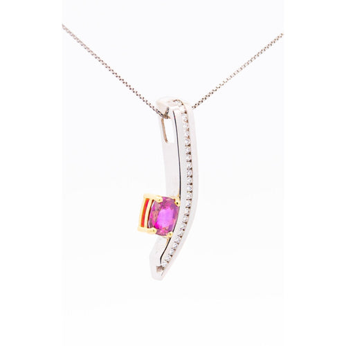 2.5 Carat GIA Certified Cushion-Cut Pink Sapphire and Diamond 18K Pendant