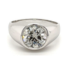2.6 Carat Round Cut Lab Grown Diamond in 14K White Gold Bezel Set Mens Solitaire Ring