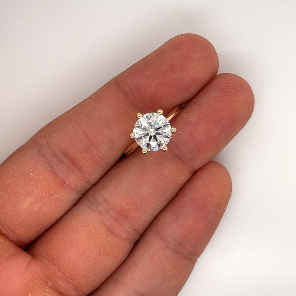 2.60 Carat Lab Grown Diamond Solitaire Engagement Ring in 14K Yellow Gold