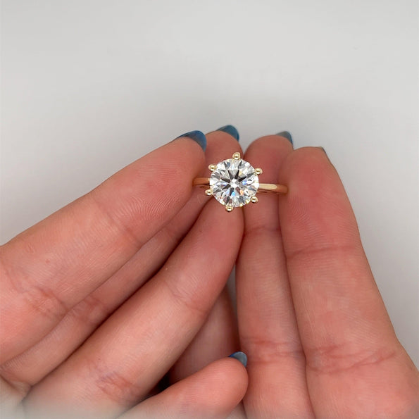 2.60 Carat Lab Grown Diamond Solitaire Engagement Ring in 14K Yellow Gold