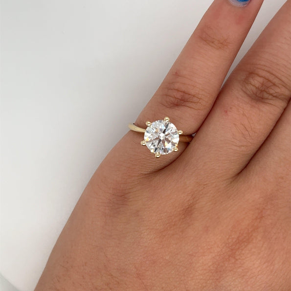 2.60 Carat Lab Grown Diamond Solitaire Engagement Ring in 14K Yellow Gold