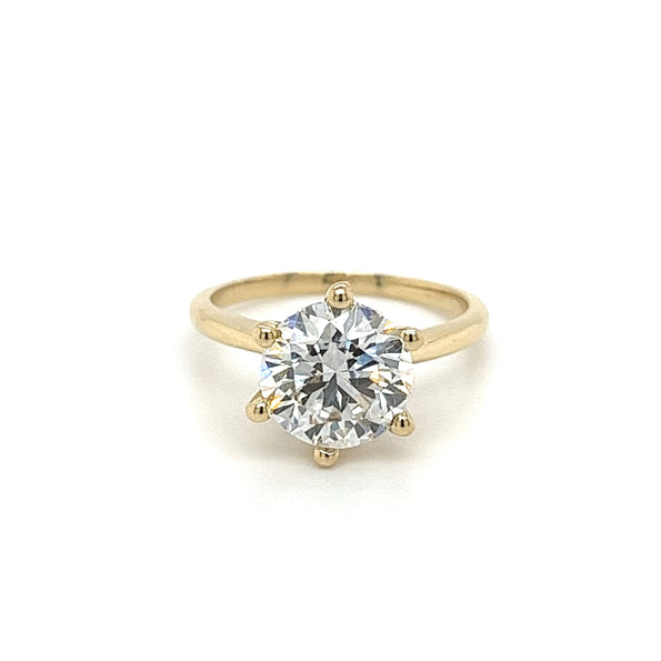 2.60 Carat Lab Grown Diamond Solitaire Engagement Ring in 14K Yellow Gold