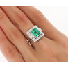 2.86 Carat Afghan-Chinese Minor Oil Emerald & Diamond Halo Ring in 18K Gold