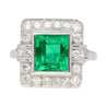 2.86 Carat Afghan-Chinese Minor Oil Emerald & Diamond Halo Ring in 18K Gold