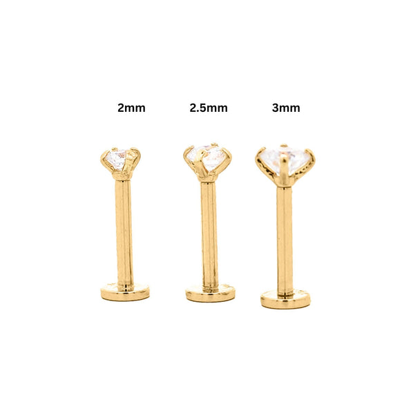 2mm Diamond in 14K Gold Flat Back Stud Earring
