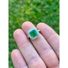 3 Carat Colombian Emerald in 18K White Gold Ring & Round Cut Diamond Halo