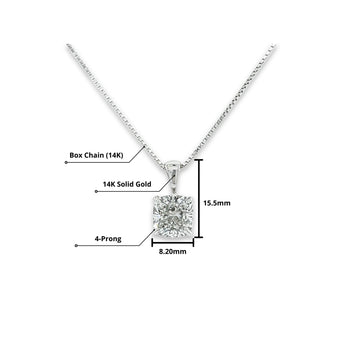3 Carat Cushion Cut Lab Grown Diamond Solitaire Single Pendant in 14K – Assay Jewelers