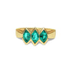 3-Stein Marquise-Schliff Smaragd in 14k massivem Gelbgold Ring