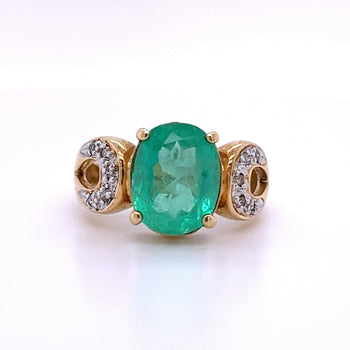 3 carat Oval Cut Colombian Emerald and Diamond Vintage Ring in 14k Gold – Assay Jewelers