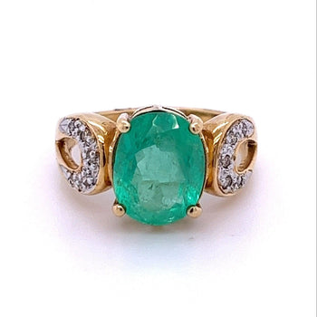 3 carat Oval Cut Colombian Emerald and Diamond Vintage Ring in 14k Gold – Assay Jewelers