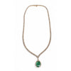 32 Carat Pear Cabochon Emerald & Diamond 18K Gold Drop Emerald Necklace