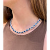 36 Carat Oval Cut Blue Sapphire & Diamond Choker Necklace in 18K White Gold