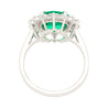 3.02 Carat Vivid Green Round Cut Colombian Emerald and Diamond Halo Platinum Ring