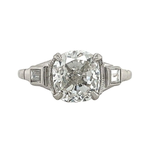 VVS2 Cushion Lab Grown Diamond 3-Stone Platinum Ring