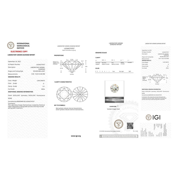 3.03 Carat Old-European Cut IGI Certified CVD Lab Diamond Solitaire Ring and Diamond Jacket Engagement Ring
