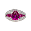 3.04ct Purplish Pink Trillion-Cut Ruby Diamond Cocktail Ring