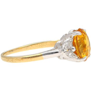 3.06 Carat Oval Cut Yellow Sapphire & Diamonds Ring in Platinum & 14K Gold Setting – Assay Jewelers