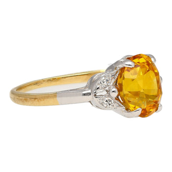 3.06 Carat Oval Cut Yellow Sapphire & Diamonds Ring in Platinum & 14K Gold Setting – Assay Jewelers