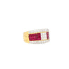 3.08 CTW Ruby and Diamond Cluster Band Ring in 18K Two Tone Gold