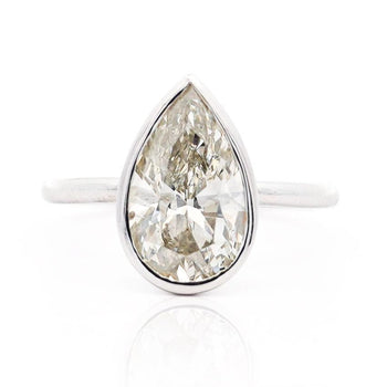3.09 Carat Diamond Pear-Cut Bezel Set White Gold Solitaire Engagement Ring – Assay Jewelers