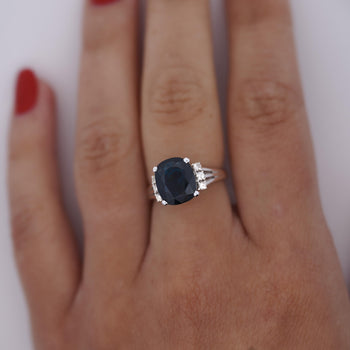 3.10 Carat Blue Sapphire and Diamond with Filigree Split Shank Band Ring – Assay Jewelers