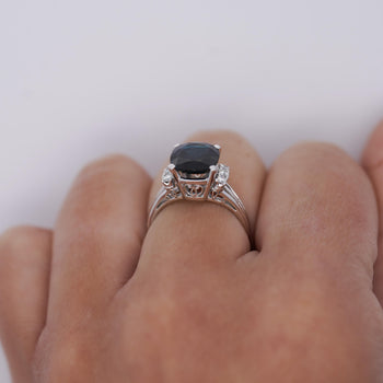 3.10 Carat Blue Sapphire and Diamond with Filigree Split Shank Band Ring – Assay Jewelers
