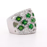 3.25 Carat Tsavorite Garnet & Diamond Platinum Wavy Wide Band Ring