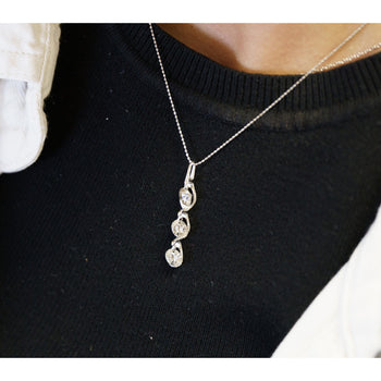 3.38 Carat 3 Stone Diamond Dangle Pendant Necklace in 18K White Gold – Assay Jewelers