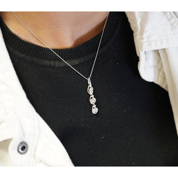 3.38 Carat 3 Stone Diamond Dangle Pendant Necklace in 18K White Gold – Assay Jewelers