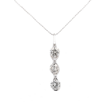 3.38 Carat 3 Stone Diamond Dangle Pendant Necklace in 18K White Gold – Assay Jewelers