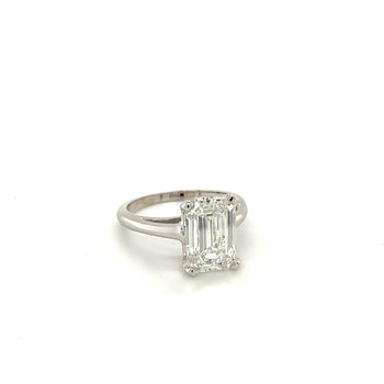 3.41 Carat Emerald Cut Lab Grown Diamond in Solitaire 14k White Gold Ring – Assay Jewelers