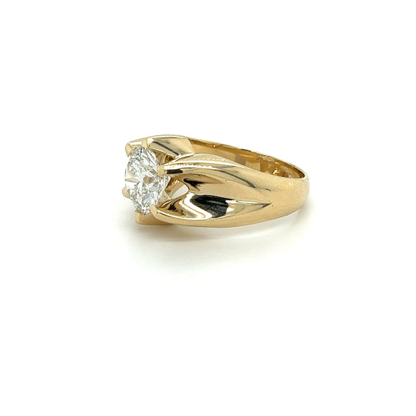 3.5 Carat Round Lab Grown Diamond Men's Solitaire Ring in 14K Gold
