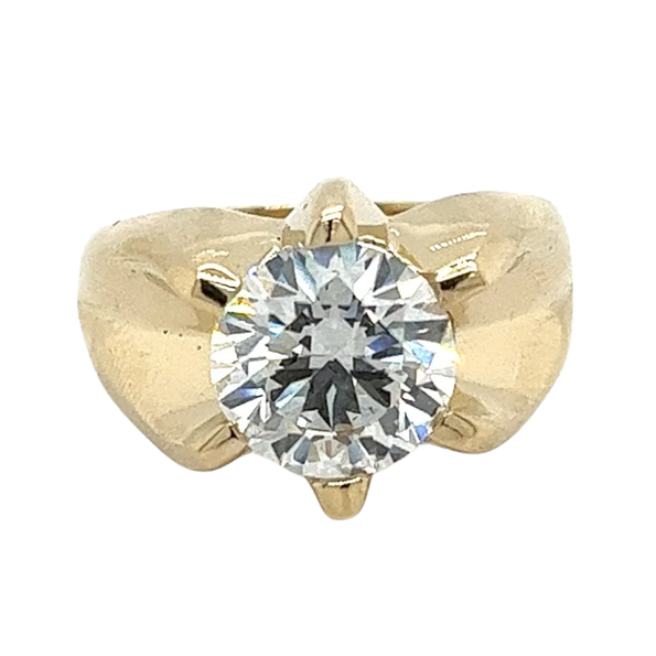 3.5 Carat Round Lab Grown Diamond Men's Solitaire Ring in 14K Gold